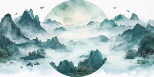 水墨山水间 云雾绕青山