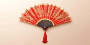 中式古典红金折扇