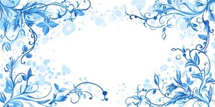 蓝色花卉边框装饰图案