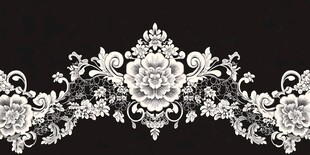 黑白花卉复古花边图案