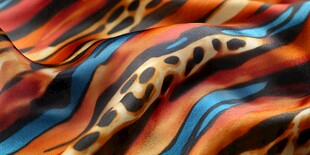 豹纹条纹多彩丝绸面料