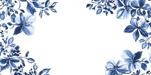 蓝白花卉边框装饰图案