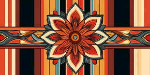 复古花卉几何条纹装饰图案