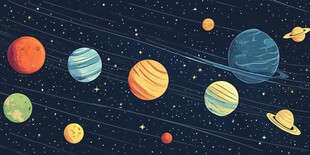 梦幻太阳系行星插画展示