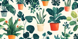 室内盆栽植物图案插画