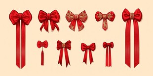 红色精美蝴蝶结装饰集合