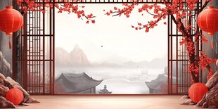 中式古典庭院景致画面