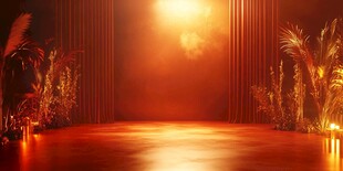 舞台幻景 暖光与绿植的邂逅