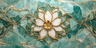 绿玉石上的金色精美莲花