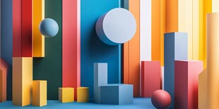 多彩立体几何图形艺术场景