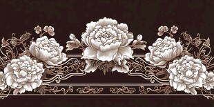 中式牡丹花纹样装饰图案