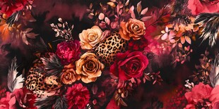 复古花卉豹纹梦幻图案