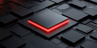 闪耀红光的高科技芯片