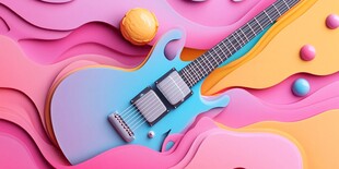 梦幻渐变吉他与多彩装饰