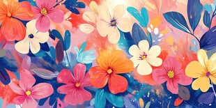 缤纷花卉水彩图案背景