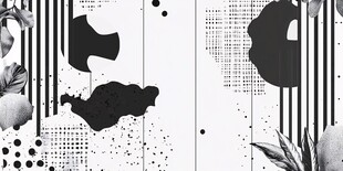 黑白抽象几何植物装饰图案