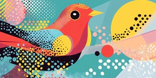 色彩斑斓的抽象小鸟图案