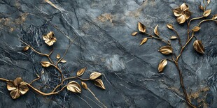 金属花枝于石面优雅绽放