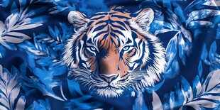 蓝底虎纹印花图案