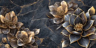 金属质感花朵装饰背景图