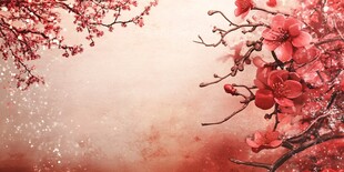 红梅绽放 浪漫中式背景图