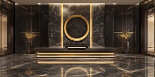 奢华黑金风大堂接待区设计