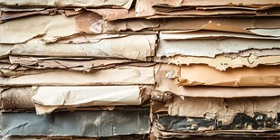 旧纸张堆叠 岁月痕迹尽显