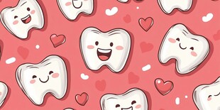 可爱笑脸牙齿爱心图案