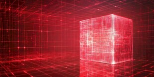 红色科技感立方体空间场景