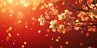 春日繁花 绚烂红背景景致