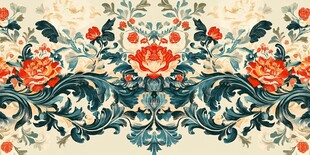 复古花卉卷草纹装饰图案