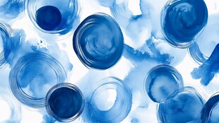 蓝色水彩圆圈抽象背景图