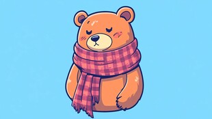 戴围巾的可爱小熊