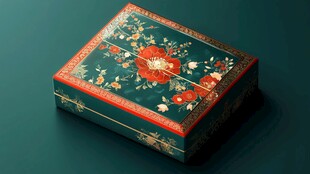 中式花卉纹精致彩绘盒子