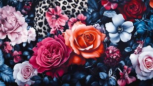 绚丽多彩花卉图案背景