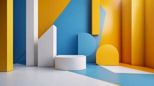 多彩几何空间展示台场景