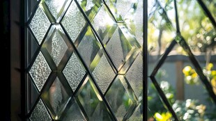 复古菱形花纹玻璃窗