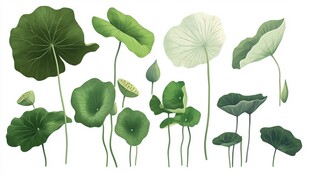 清新荷叶插画素材集合