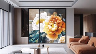 现代客厅的花卉艺术隔断