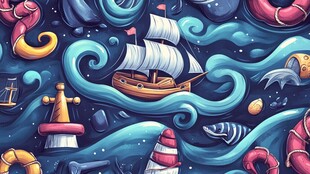 奇幻海洋航行插画