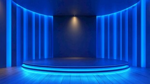 蓝色梦幻弧形舞台空间