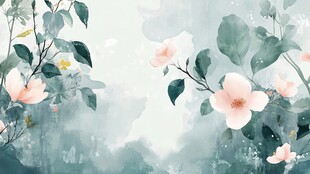 水墨风花卉诗意背景图
