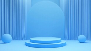 蓝色简约立体展示空间场景