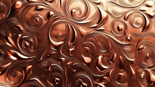 铜色浮雕花纹纹理背景图