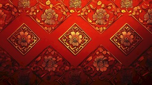 中式红金花纹背景图案