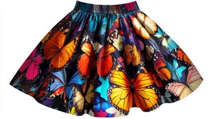 多彩蝴蝶印花蓬蓬裙