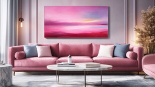 粉色系现代风温馨客厅场景