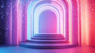 梦幻霓虹拱门舞台空间