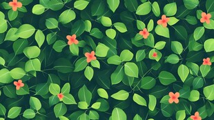 绿叶红花无缝背景图案