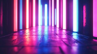 霓虹光影下的梦幻通道